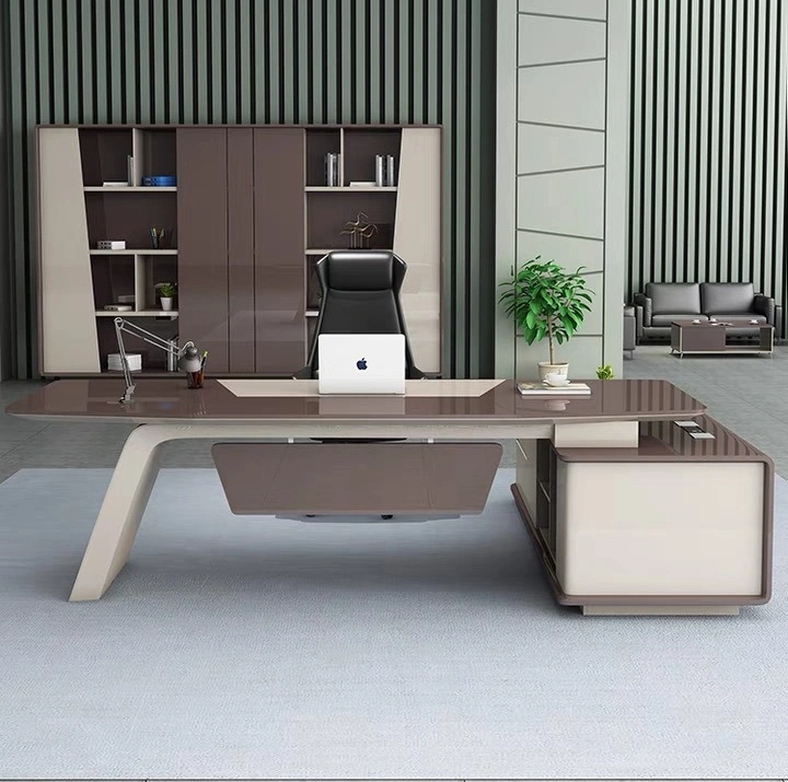 High Grade Luxury High Gloss Desk Office Furniture Set Executive Office Desk