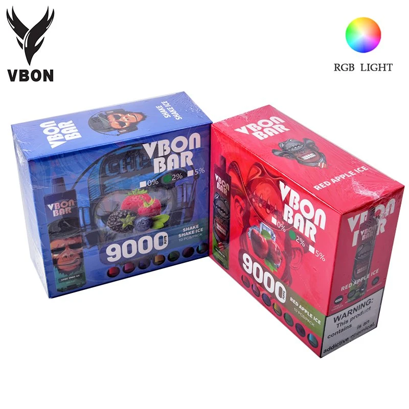 OEM / ODM Prix d'usine 9000 inhalations 18ml jetable nouveau style de gros de lumière Vape RVB