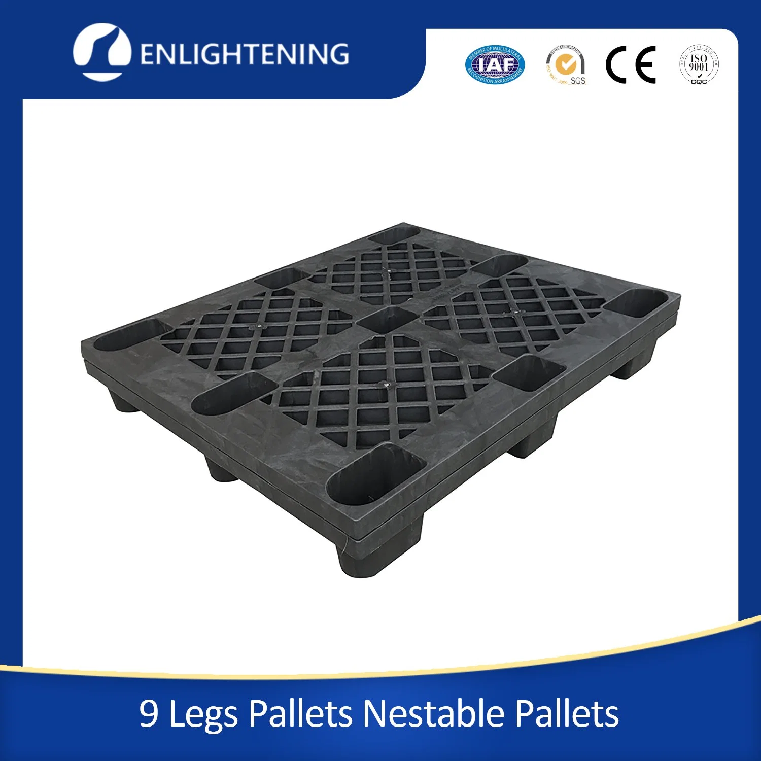 1100X1100X140mm Open Deck Mesh Plastic Pallets Nine-Legged Plastic Pallet Supplier Direct Multifunctional