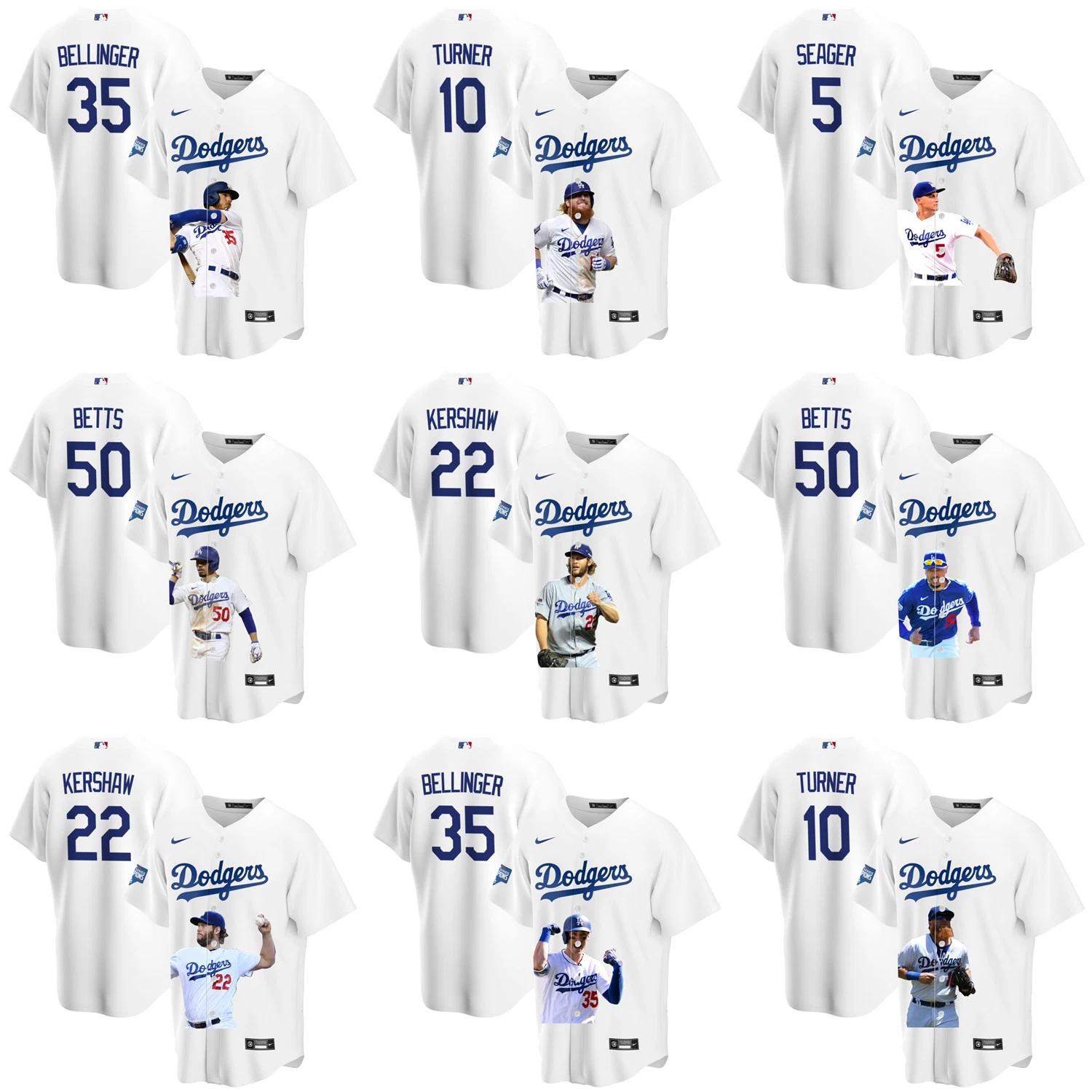 Оптом ML-бейсбол Jerseys Los Angeles Dodgers рубашки Одежда Спорт Одежда