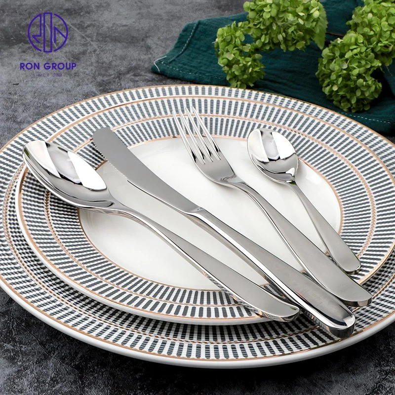 Crescent Series Stainless Steel Silver Knife and Fork Spoon Western Food Tableware Set