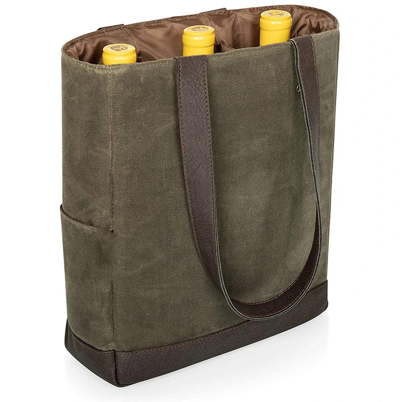 Convenient Portable Gift Bag, Simple Insulated Wine Bag, Waxed Canvas Wine Bag (RS-YCW2107)