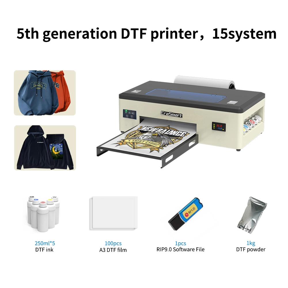 Ocbestjet A3 A4 Size Dtf Pet Digital Roll or Sheet Impresora Heat Transfer Film Printing for Epson L1800 1390 Inkjet Printer
