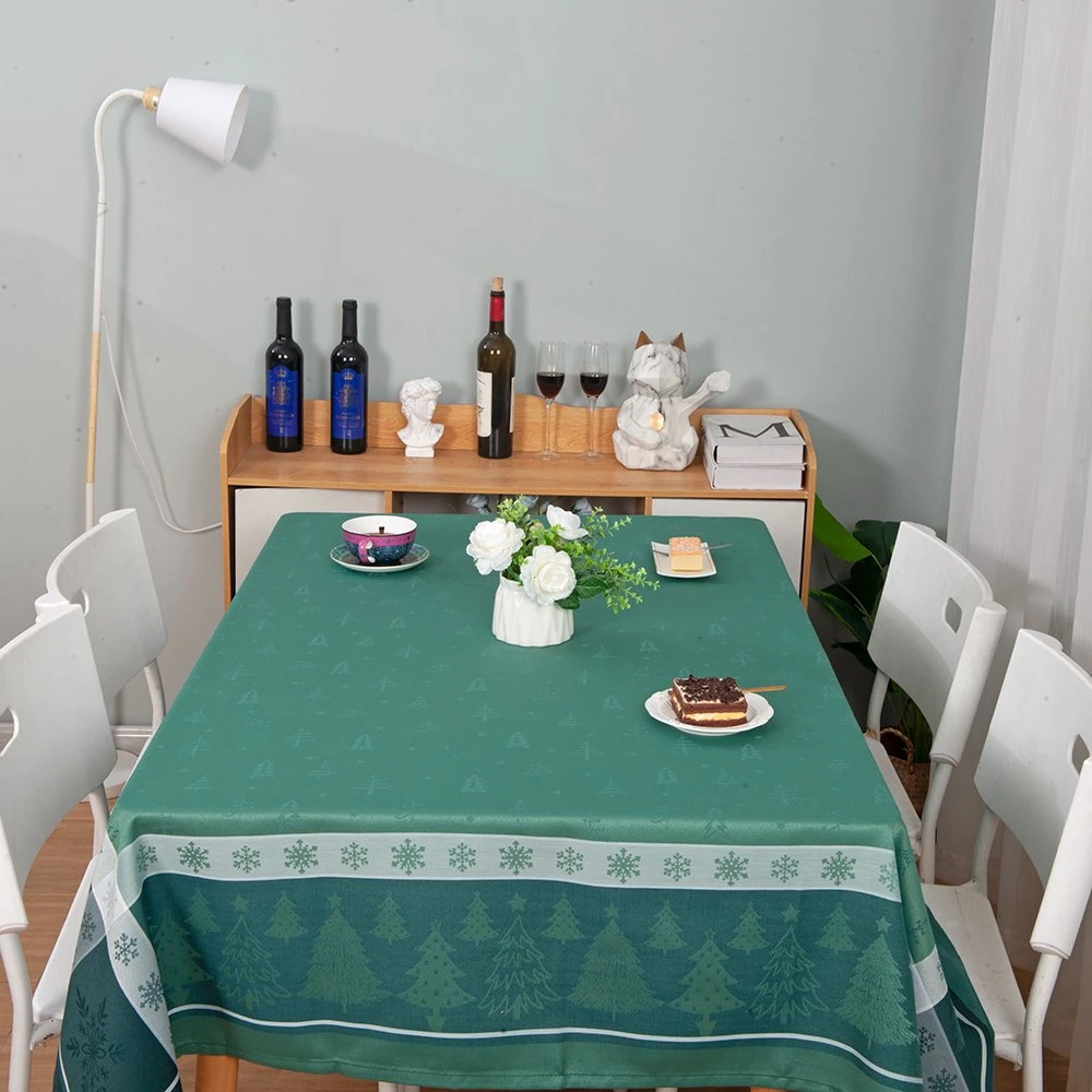 Water Proof Yarn Dyed Polyester Jacquard Tablecloth for Christmas