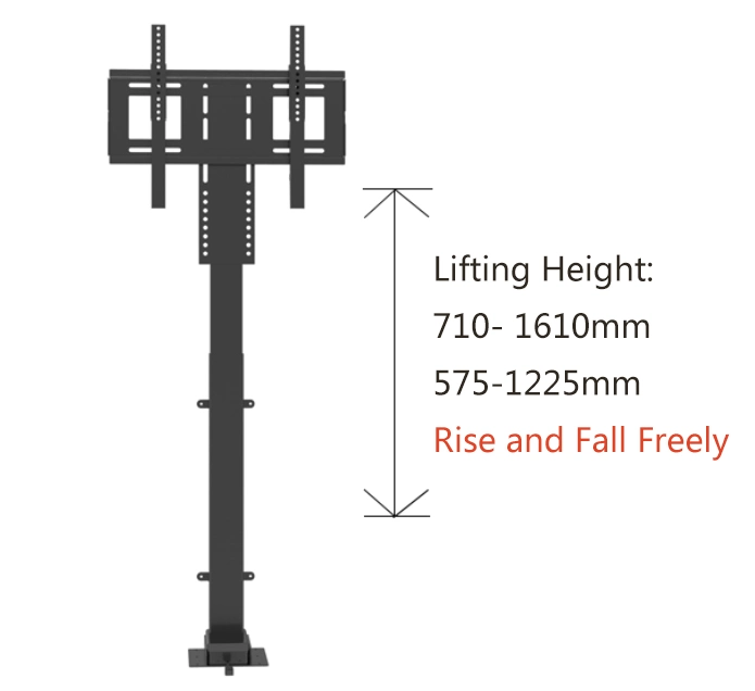 تلفزيون آلية الرفع الكهربائي القابل للضبط من 32 إلى 57 بوصة قابل للضبط كهربائيًا مع تلفزيون مزود بشاشة متحركة ارفع بواسطة حامل التثبيت على الأرض VESA 100*600 قف