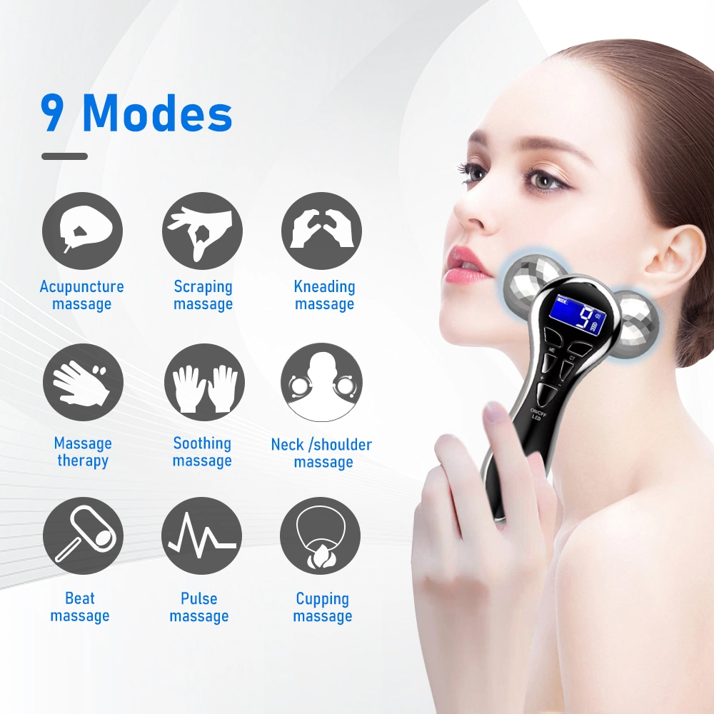 Wholesale/Supplier OEM/ODM USB Rechargeable 4D Microcurrent Face Roller Vibration Massager Electric V Face Shaping Machine Home Use Beauty Equipment