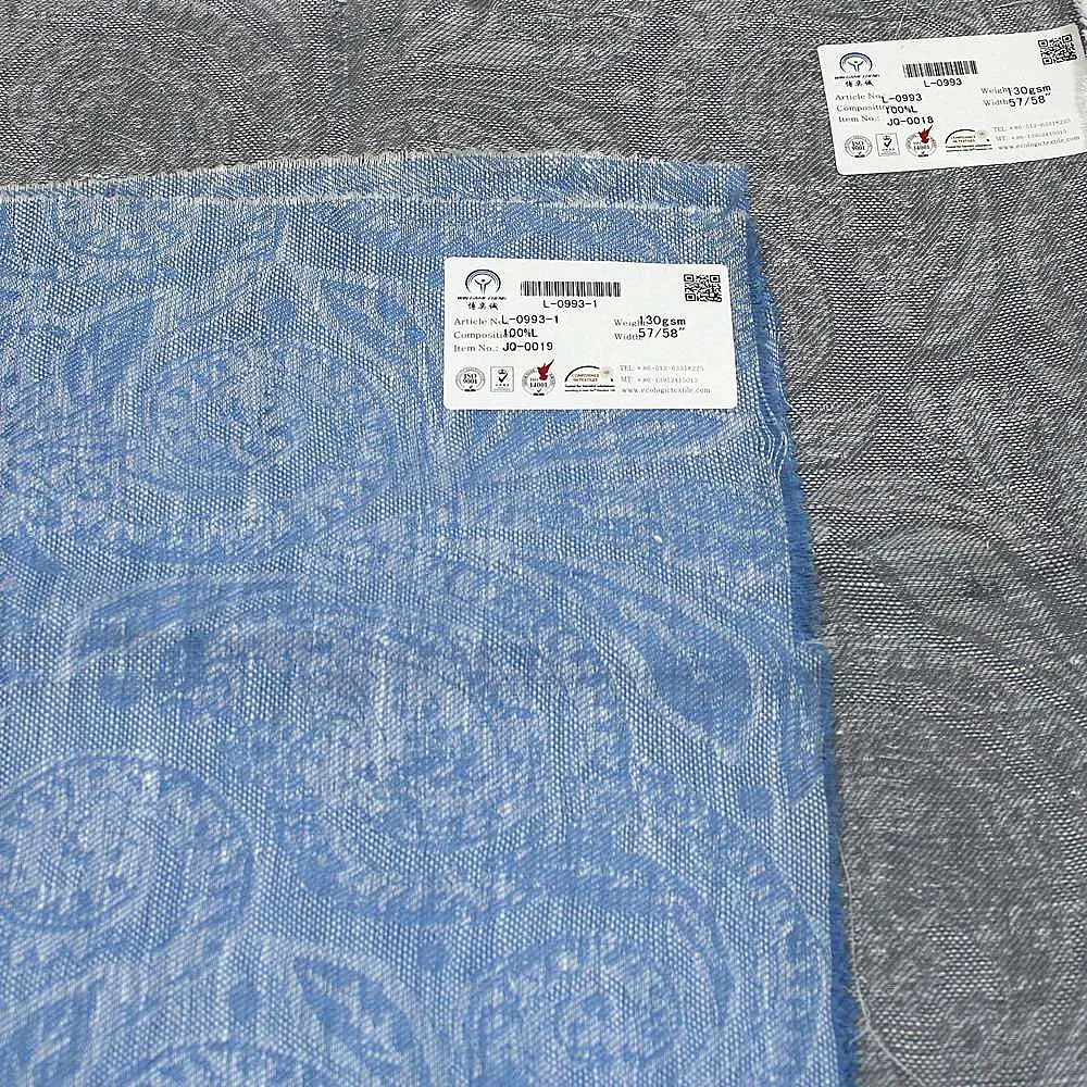 130gsm Garn gefärbte Jacquard gewobenen 100% Leinen Stoff für Kleid