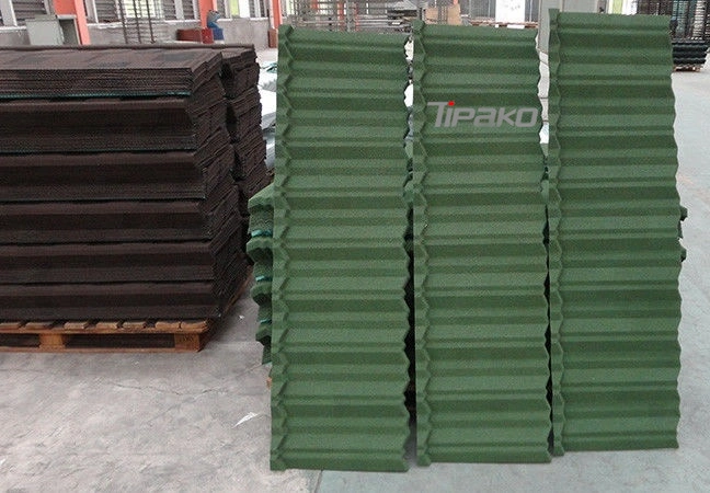 Green Style Corrugated Bond Type Roofing Shingles Color Stone Coated Metal Roof Tile