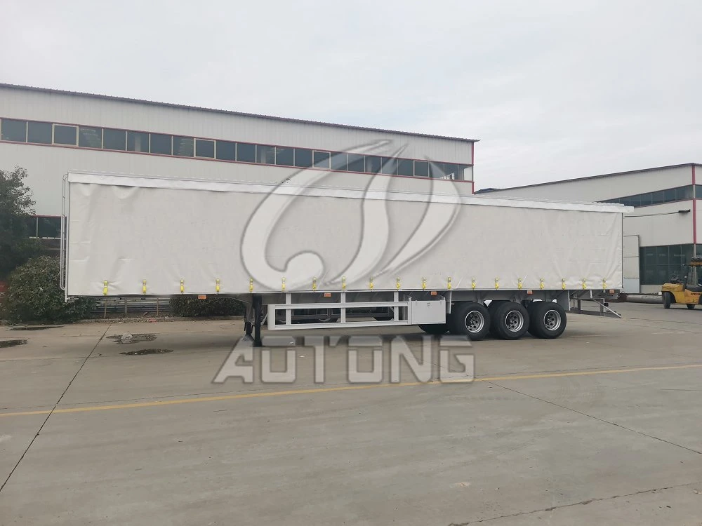 40tons Van Box Curtain Side Vehicle Truck Semi Trailer for Beverage Pallets General Haulage