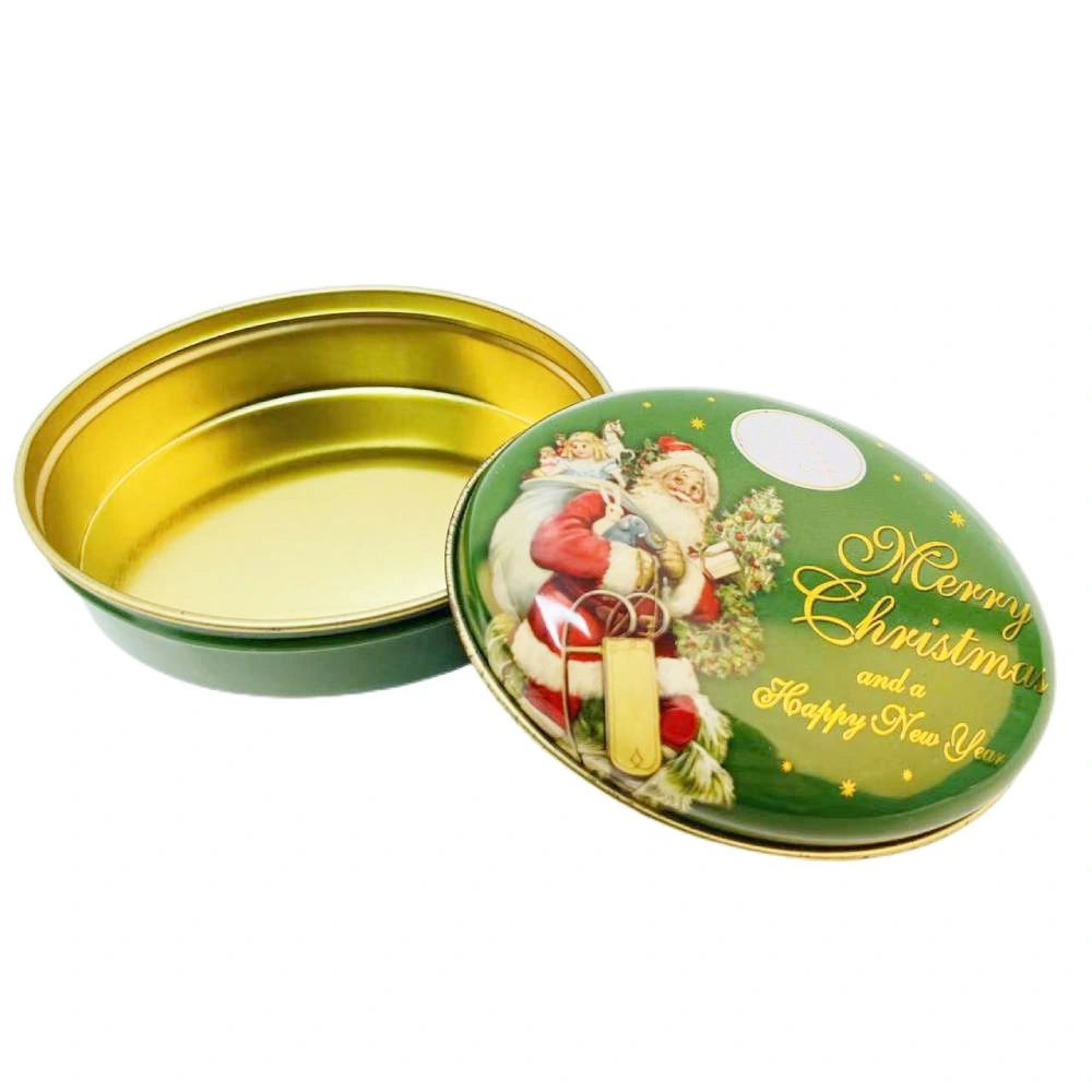 Wholesale/Supplier Custom Printed Candle Tin Cans Oval Shape Christmas Candle Tin Container for Candle