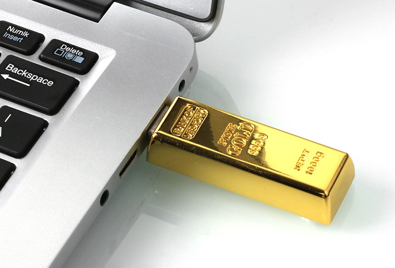 La barra de oro de lujo en una unidad flash USB 8GB 16GB 32 GB para regalo