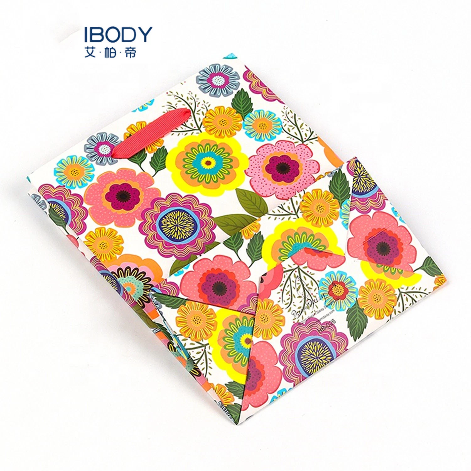 High quality/High cost performance Special Fluorescent Ink Colorful Flower White Cardboard Paper Bag