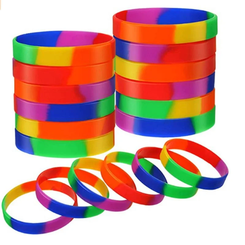 Custom Rainbow Unisex Silicone Embossed/Debossed Silicone Bracelets