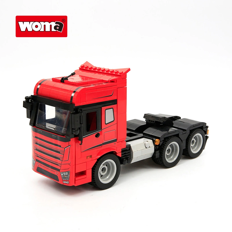 Woma Toys Amazon Hottest Sale Advanced Technology Educational Boy Assemble Truck Semi Trailer Towing Vehicle Car Model Plastic Brick Building Blocks Set Toy Car