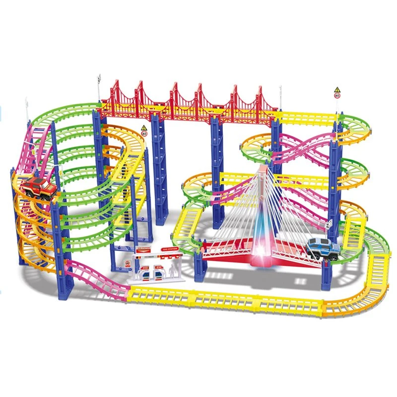 Hot Sale Newest Colorful Electric Rail Slot Car Race Track Plastic Racing Track Rail Toy Car