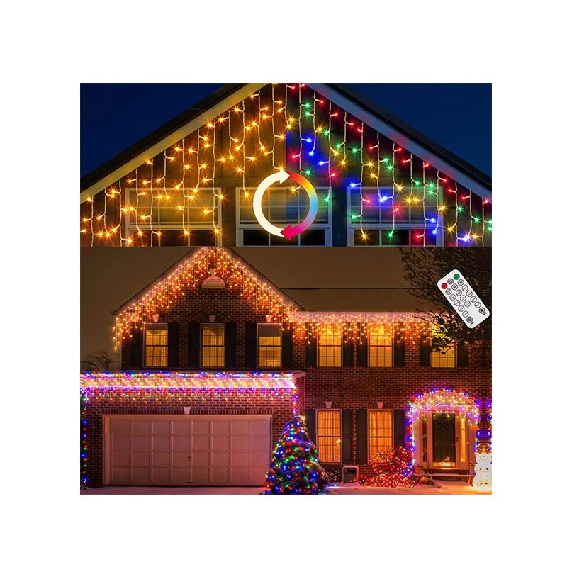 Icicle 11 Modes Remote Control LED Christmas الستائر الضوء لمدة عطلات عيد الميلاد