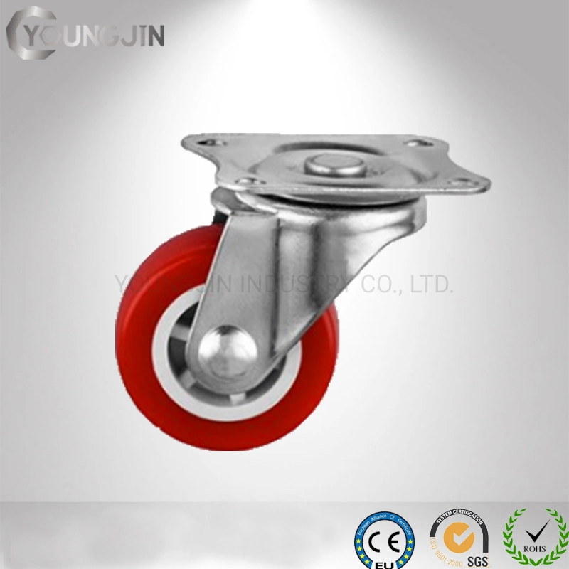 Light Duty Red PVC Threaded Stem Swivel Caster Wheel