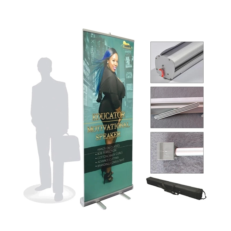 Custom 39"X 80" Aluminum Roll up Banner Stand Portable Retractable Display Show Advertising Flag Stand