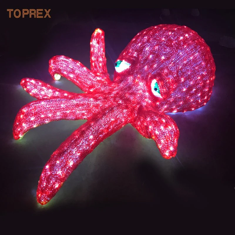 Modern Animal acrylic Sculpture Sea Animal Marine Octopus LED Statue Lights for Amusement Park Decoration