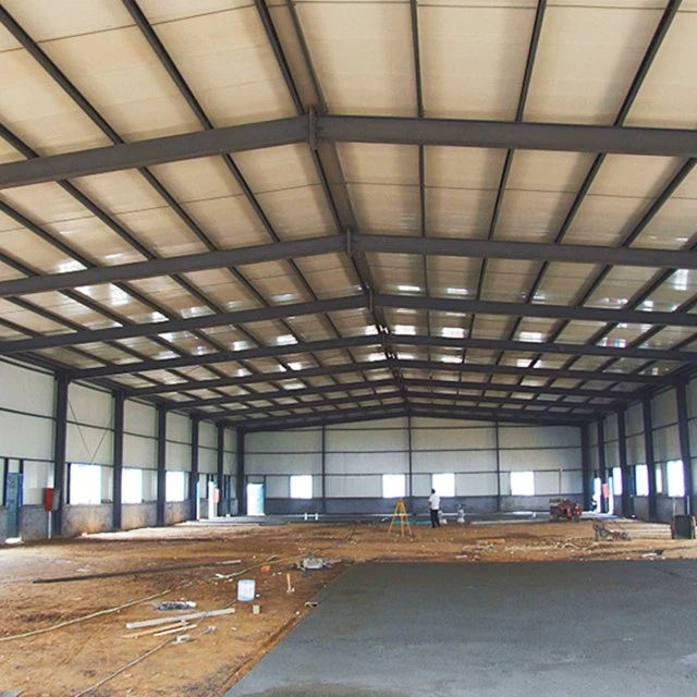 Hangar de prefabricados de estructura de acero galvanizado laminadas en caliente Almacén Cobertizo con bastidor de la sección H parte