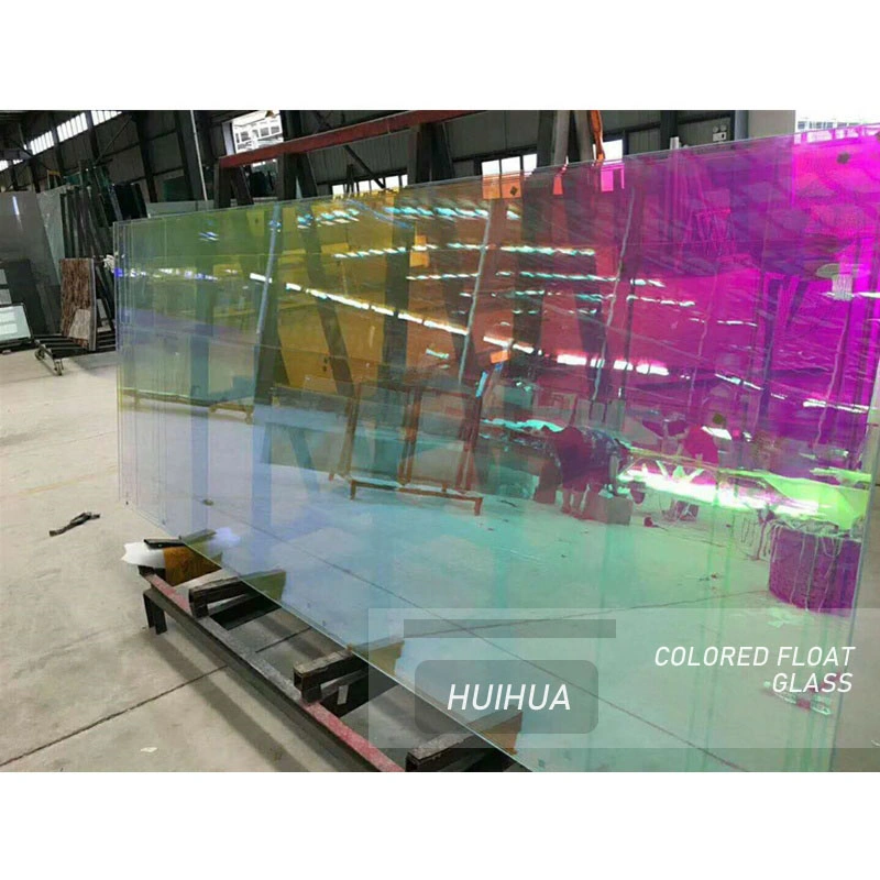 Decorative Commercial Building Green-Pink Dichroic Color Changing Laminated Toughened Float Glass Design