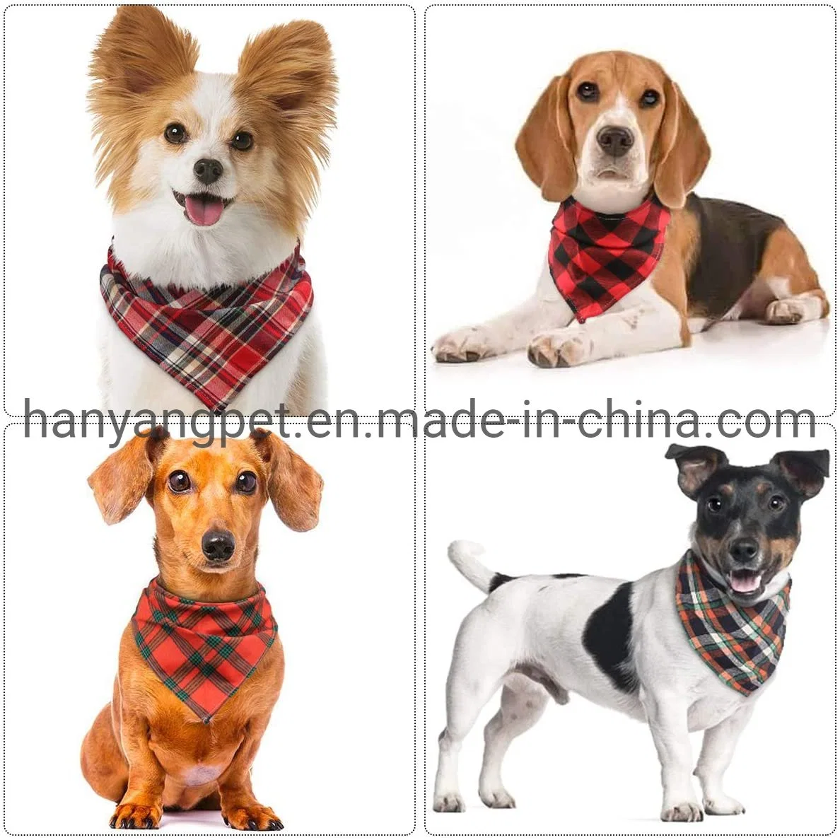 Hanyang Wholesale/Supplier Classic Plaid Dog Bandana Dog Saliva Towel Pet Accessories