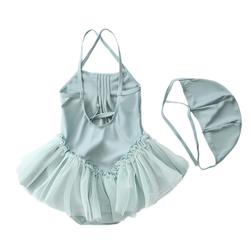 0m-8s Ins estilo Princesa coreana bebé niño bebé niñas niños de color verde oscuro elegante falda traje de baño de piezas de un traje de baño Trajes de Baño Traje de baño con tul Tutu