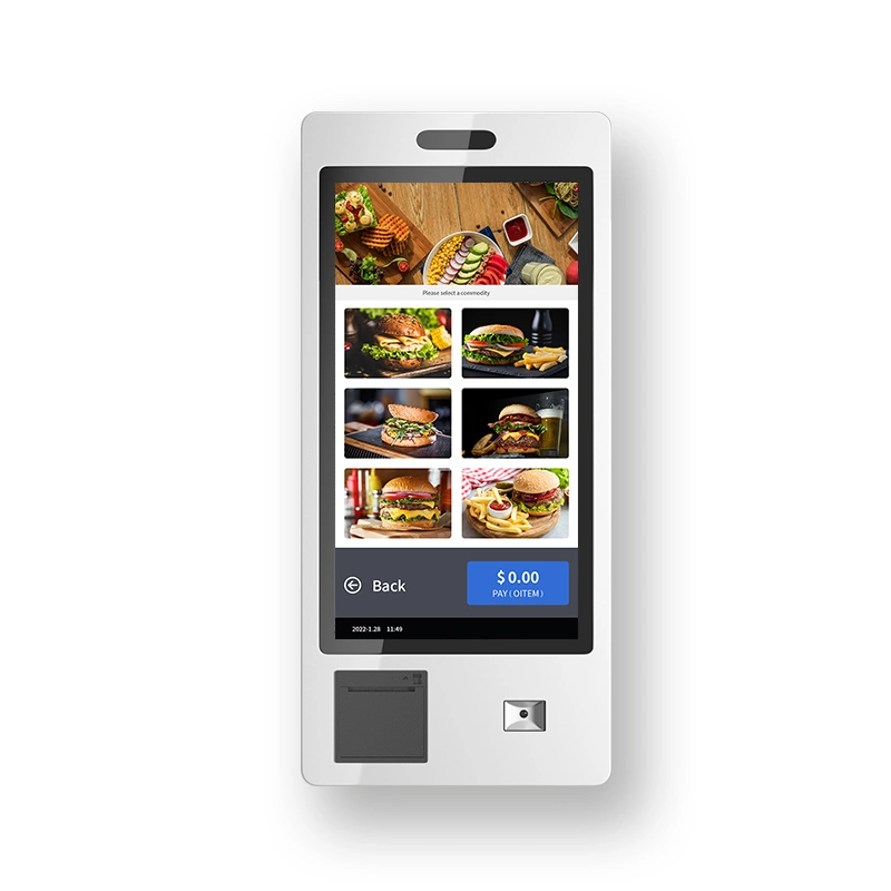 Borne POS personnalisée du système de commande alimentaire monté sur un mur de 32 pouces à écran tactile Kiosque Self Service de paiement