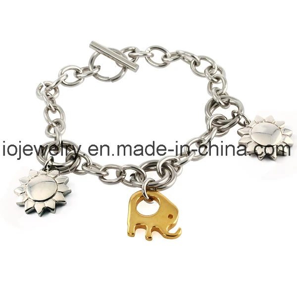 Los niños al por mayor Joyas Elefante encanto pulsera de Acero Inoxidable acero inoxidable 316