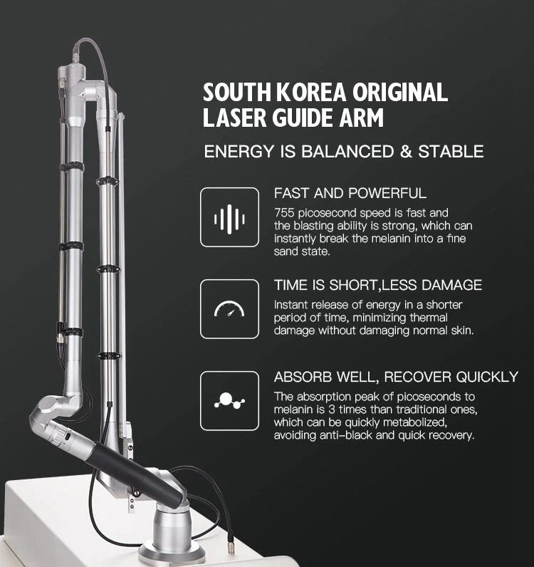 Picosecond Laser 1064 nm/532 nm/755 nm Qswitch Picosecond Laser Remoção de tatuagens em todas as cores Máquina