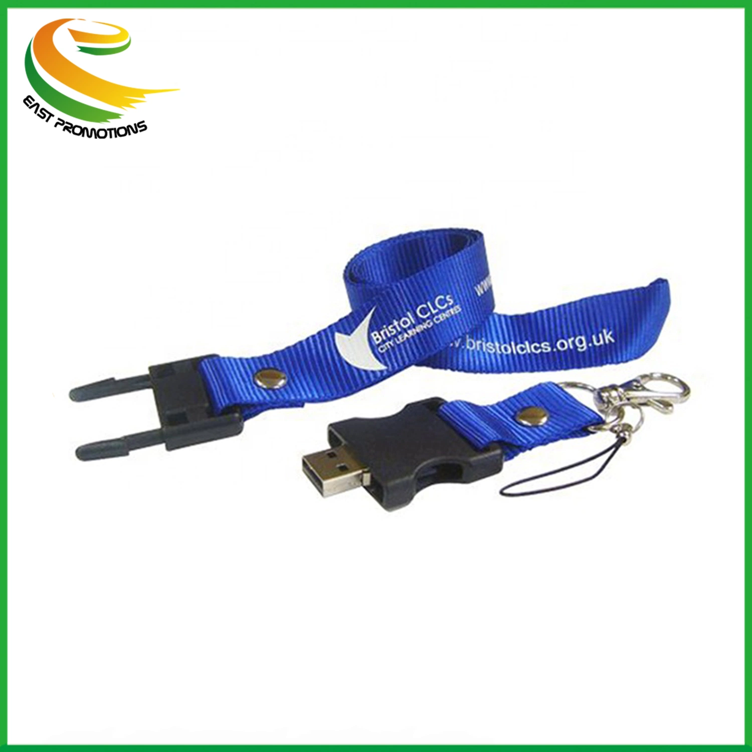 La fábrica de poliéster personalizadas cordón cordón y cable USB, unidad flash USB Lanyard