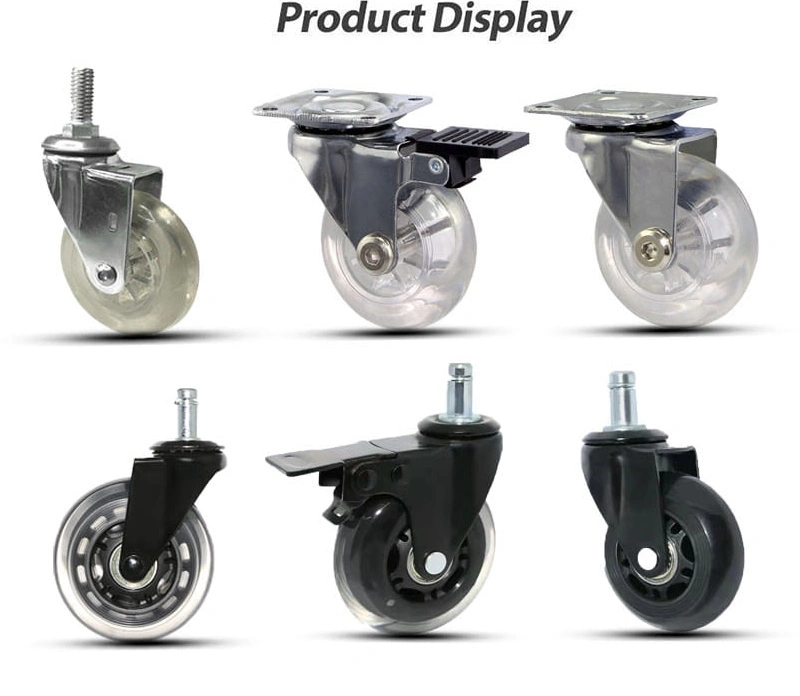 75mm Medium Duty Black Transparent Furniture Swivel Wheel Caster