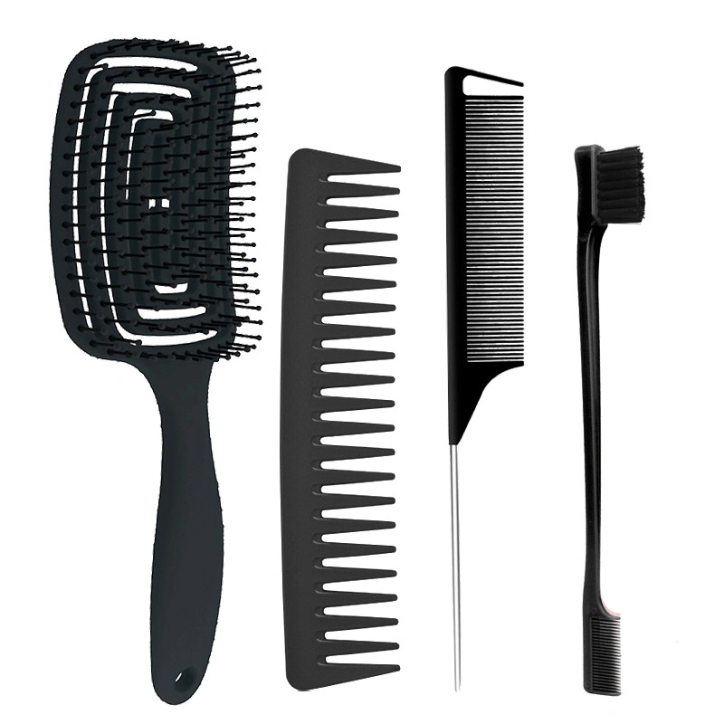 Wholesale/Supplier Custom Dry Curved Vent Massage Square Paddle Detangle Hair Brush Eyebrow Comb Edge Control Brush with Logo