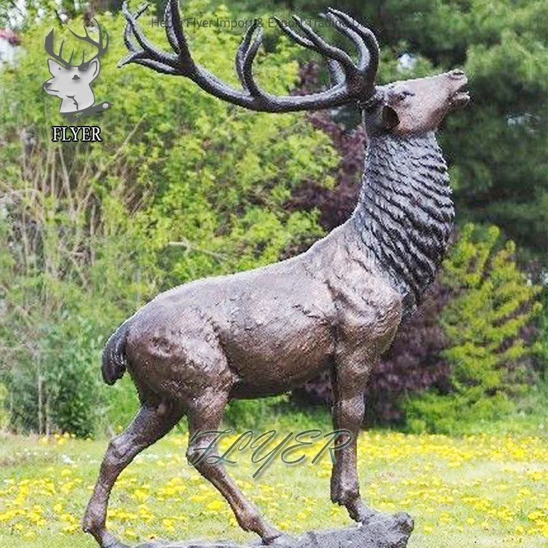 Vivo en el exterior al por mayor de ciervo de bronce escultura Arte Cooper estatua de animales