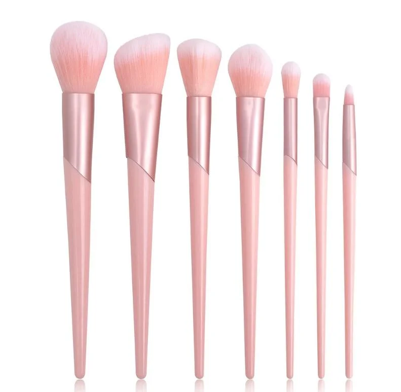 Hot Sale Slanted Ferrule 7PCS Cosmetic Makeup Brush with Synthetic Hair