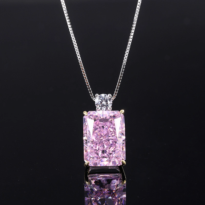 High Quality 925 Sterling Silver Perfume Bottles Pendant Fashion Ice Cut Square CZ Diamond Charm 18K Plated Sparkling Jewelry