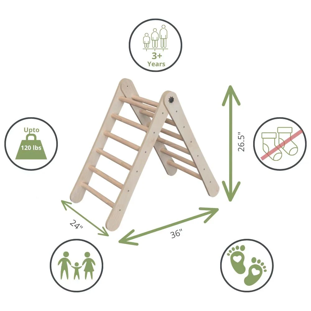 Sturdy ajustable moderno juguete Montessori triángulo de madera y reversible de la rampa