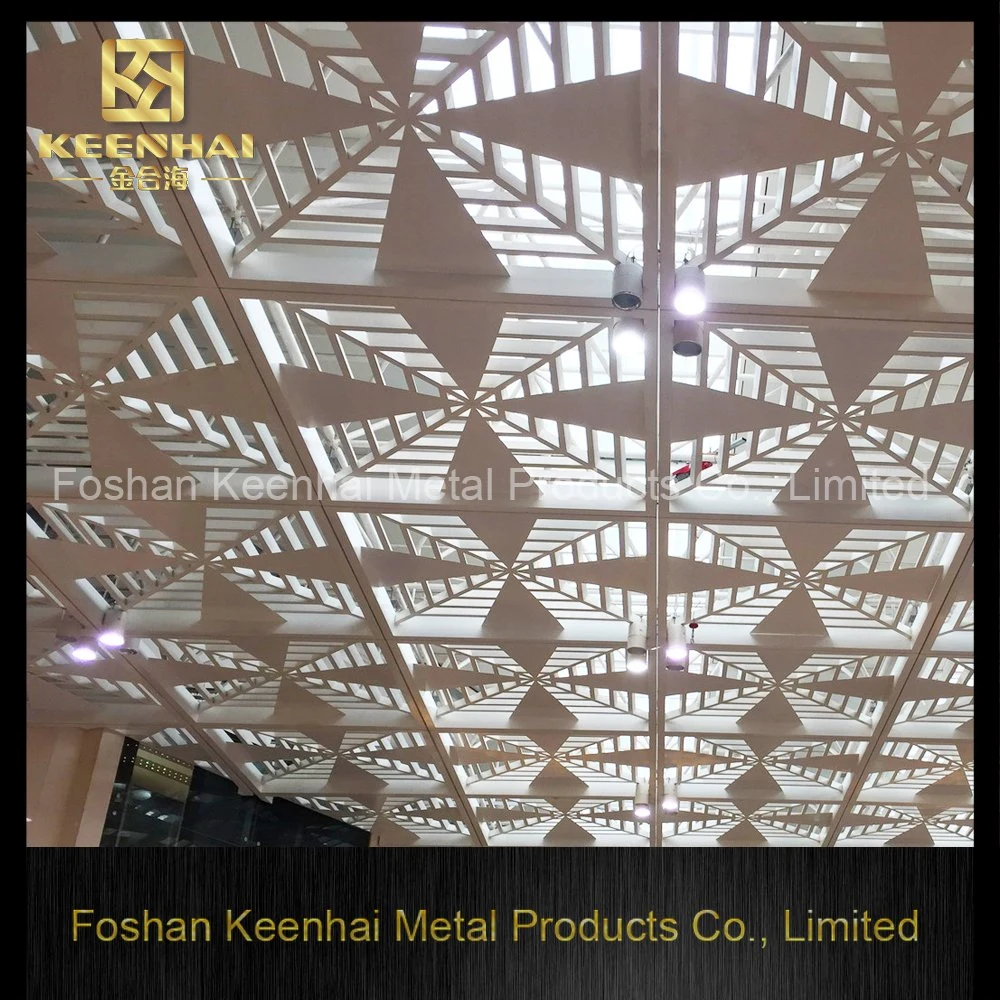 Hollow out Flower Pattern Decorative Square Suspended Aluminium Ceiling Metal Decorative Suspended Ceiling (KH-MC-06)