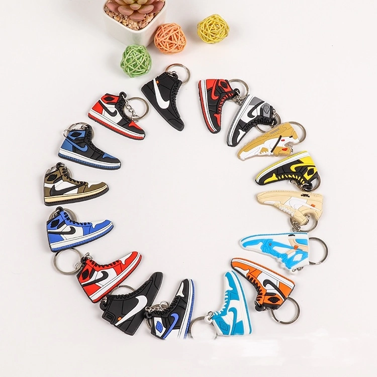 2021 Rubber PVC Air Jordan Retro 1 3 4 Shoes Sneakers Keychains Toys Promotion Key Ring