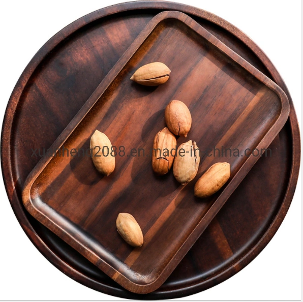 High Grade Rectangle Black Walnut Wooden Plate Tea Tray