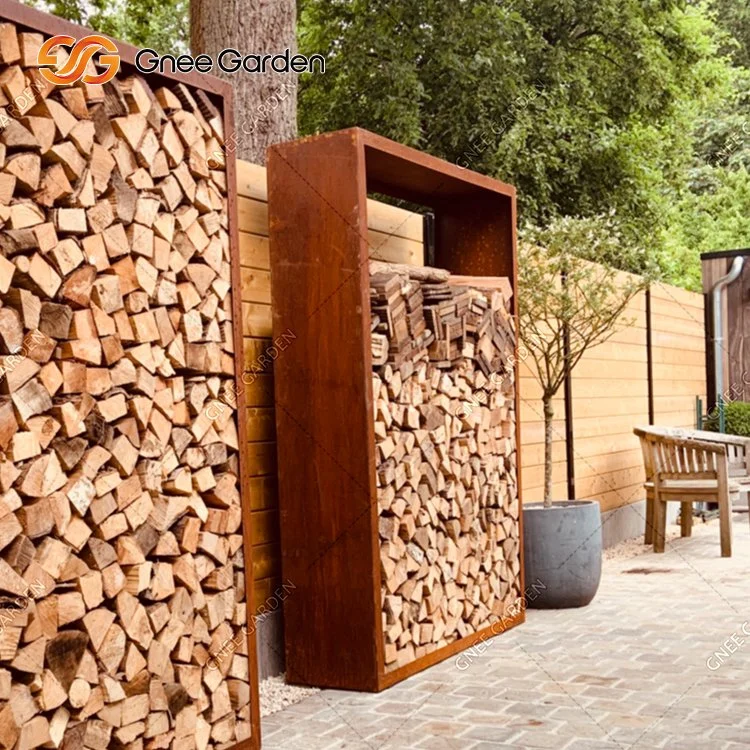 Simple Design Corten Steel Rusty Wood Storage