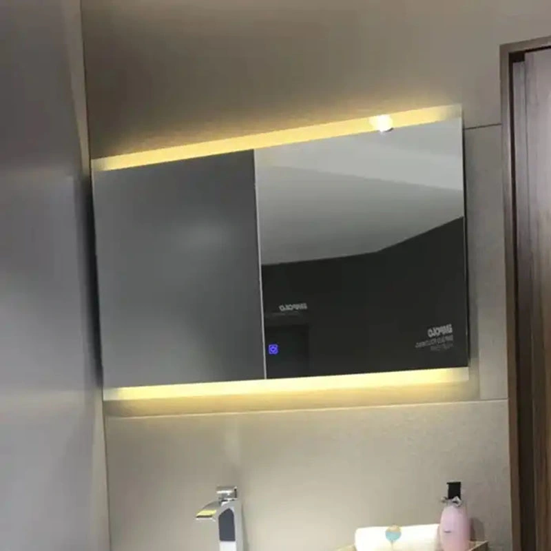 Penso decorativo de Piso grande moderno em madeira com acabamento Diamond Diamond Square com espelho de chão de design leve LED