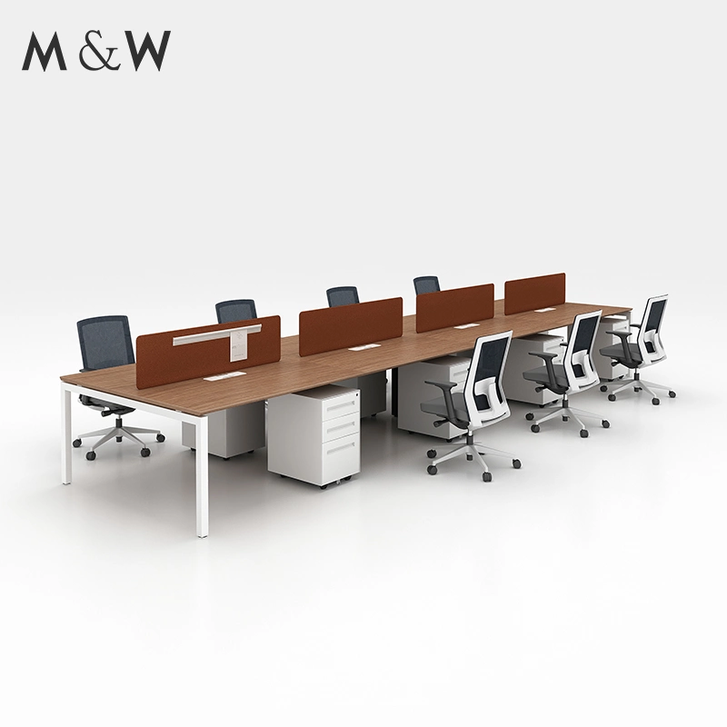 Popular Diseño especificaciones de la mesa de escritorio de madera Tamaño Precio 8 Persona Workstation Estación de trabajo de oficina