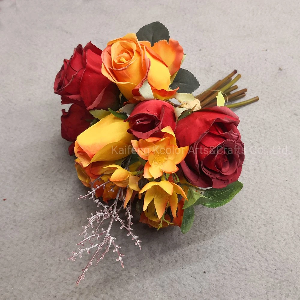 Wedding Decorative Silk Flower Bouquet Wholesale Rose Artificial Flower for Home Decoration