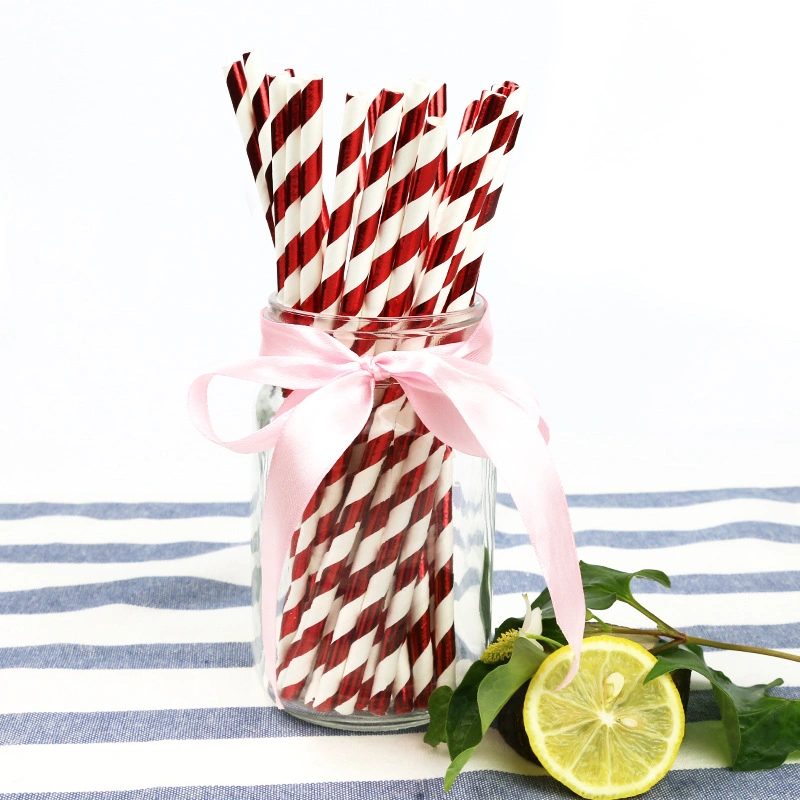 Eco Friendly Disposable Wrapped Paper Drinking Straw Christmas Paper Straw