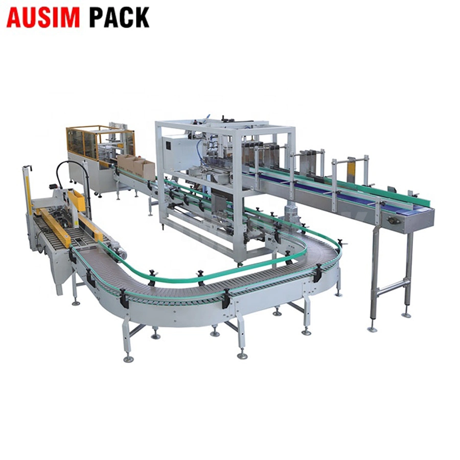 New Technology Full Automatic Case Packer Carton Box Packing Machine with Erector and Tapping Machine