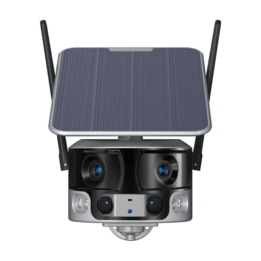 4K/8MP Câmeras de Segurança CCTV IP de Rede sem Fio ao Ar Livre com Áudio Bidirecional, Painel Solar, Bateria e Conexão WiFi/4G Panorâmica de 180 Graus