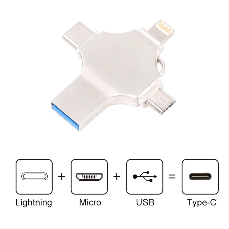 4 in 1 OTG USB Disk Type-C Pen Drive Lightning USB Flash Drive USB Pen Drive USB Drive USB Driver USB Stick to Computer