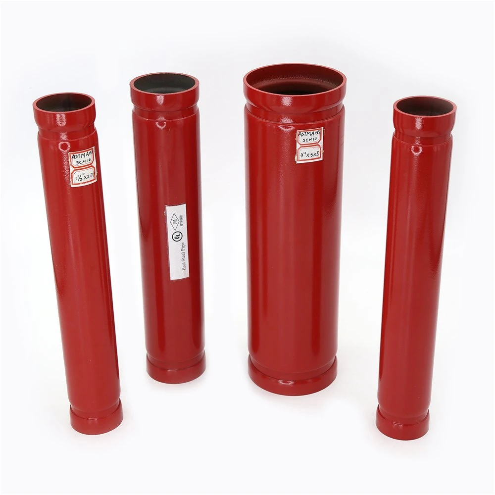 ASTM A795 Sch40 6" Polyester Powder Coating Fire Fighting Pipe Grooved End