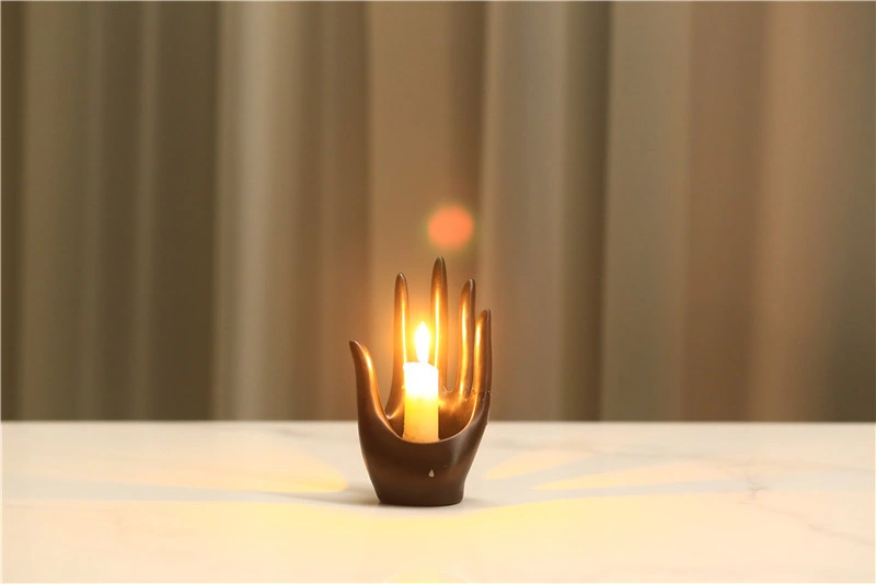 Modern Simple Black Hand Holder Candlestick Column Candle Base Home Interior Decoration